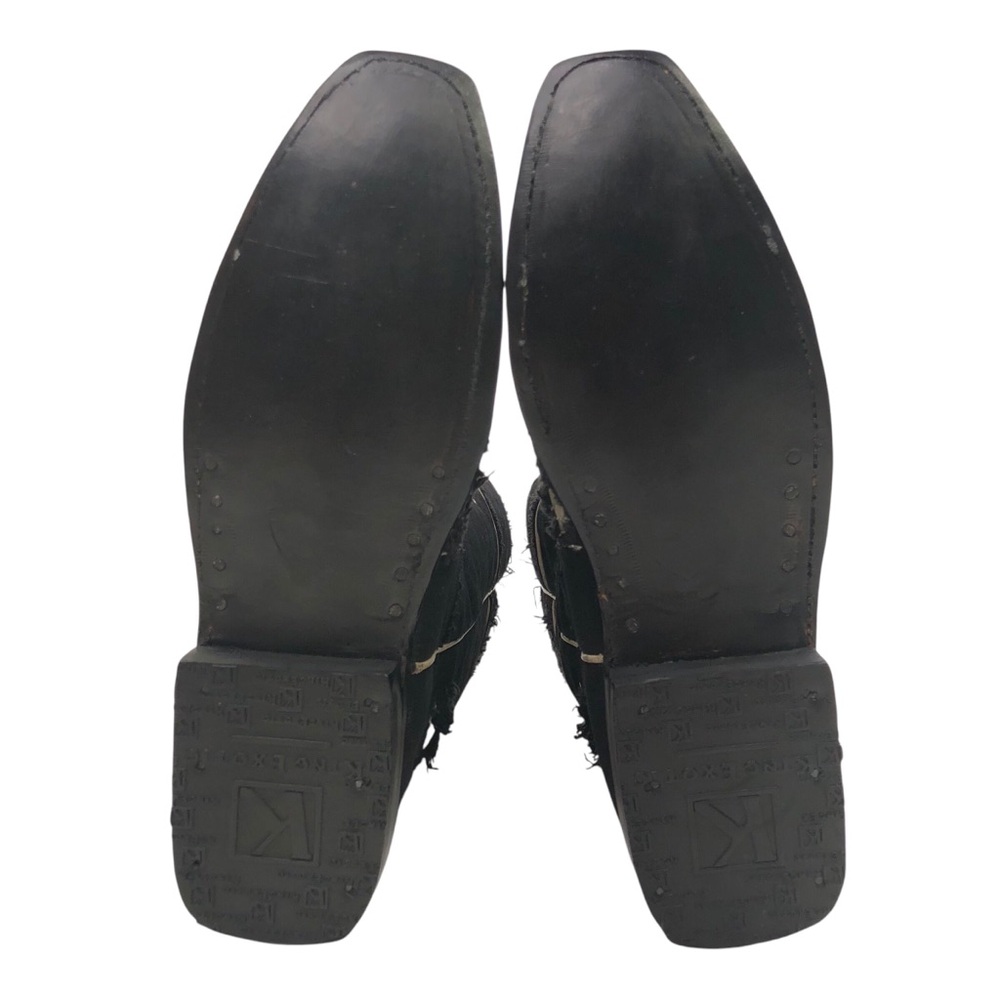 King Exotic Men's Denim Distressed Fabric Cowboy Boots Size 8.5 EE Black Western - Picture 11 of 11